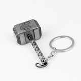 Marvel The Avengers Thor Origina Thor's Hammer Loki  Keychain Mjolnir Raytheon Metal Key chains Punk Genuine Thammer Key Ring